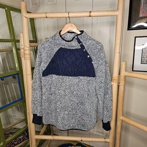 Womens' Navy Size Large Fleece Quarter-Zip with Quilted Detail